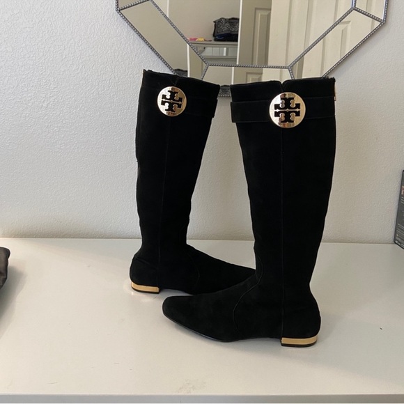 Tory Burch Black Suede Knee-High Boots - Picture 4 of 8